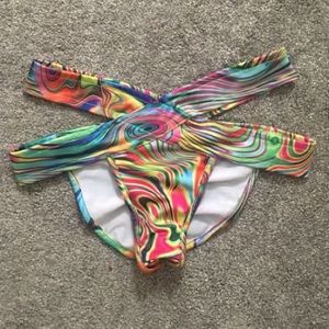 iHeartRaves Multicolor Swirl Bikini Bottoms